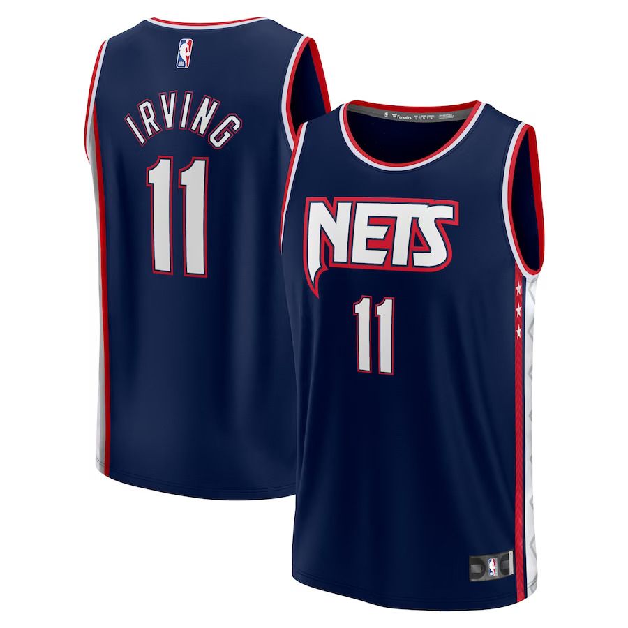 Men Brooklyn Nets 11 Kyrie Irving Fanatics Branded Navy City Edition Fast Break Replica NBA Jersey